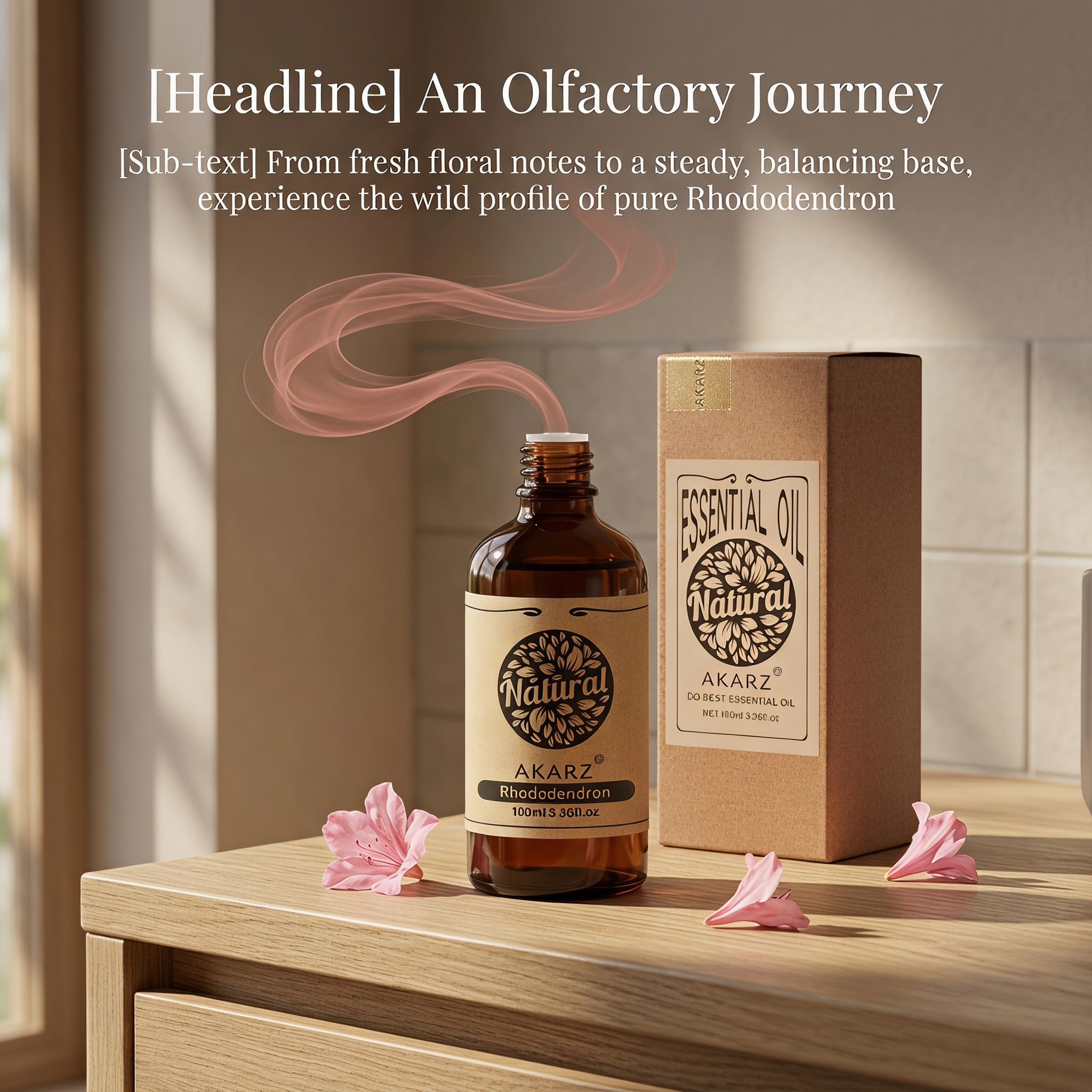 AKARZ 100ml Olejek esencjny z Rododendronu - Naturalny olejek aromatyczny do dyfuzorów, lamp aromatycznych i aromatów pomieszczeń