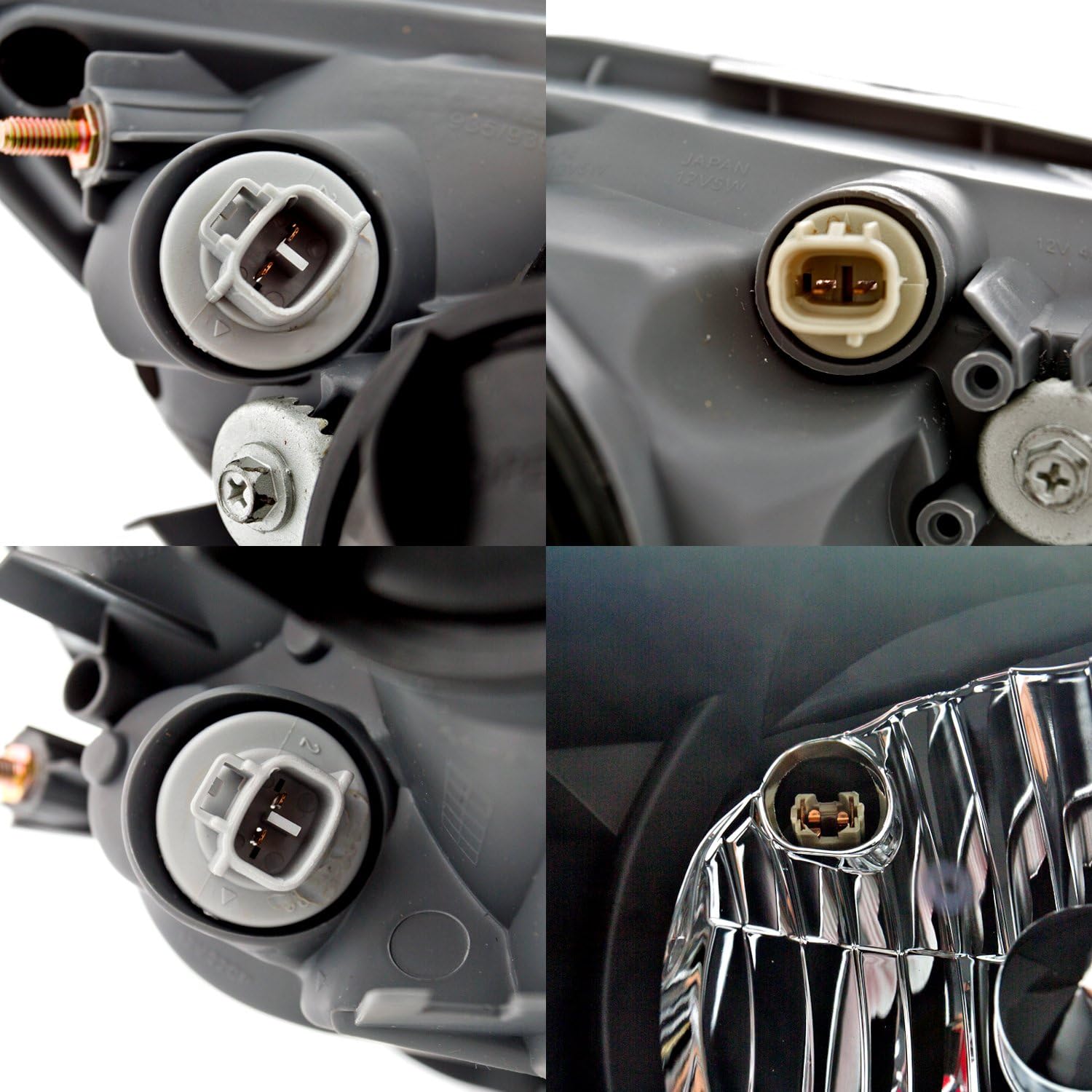 Projector Headlights Black Assembly Set For Lexus IS 300 - (Pair) Driver Left and Passenger Right Side Replacement Headlamp