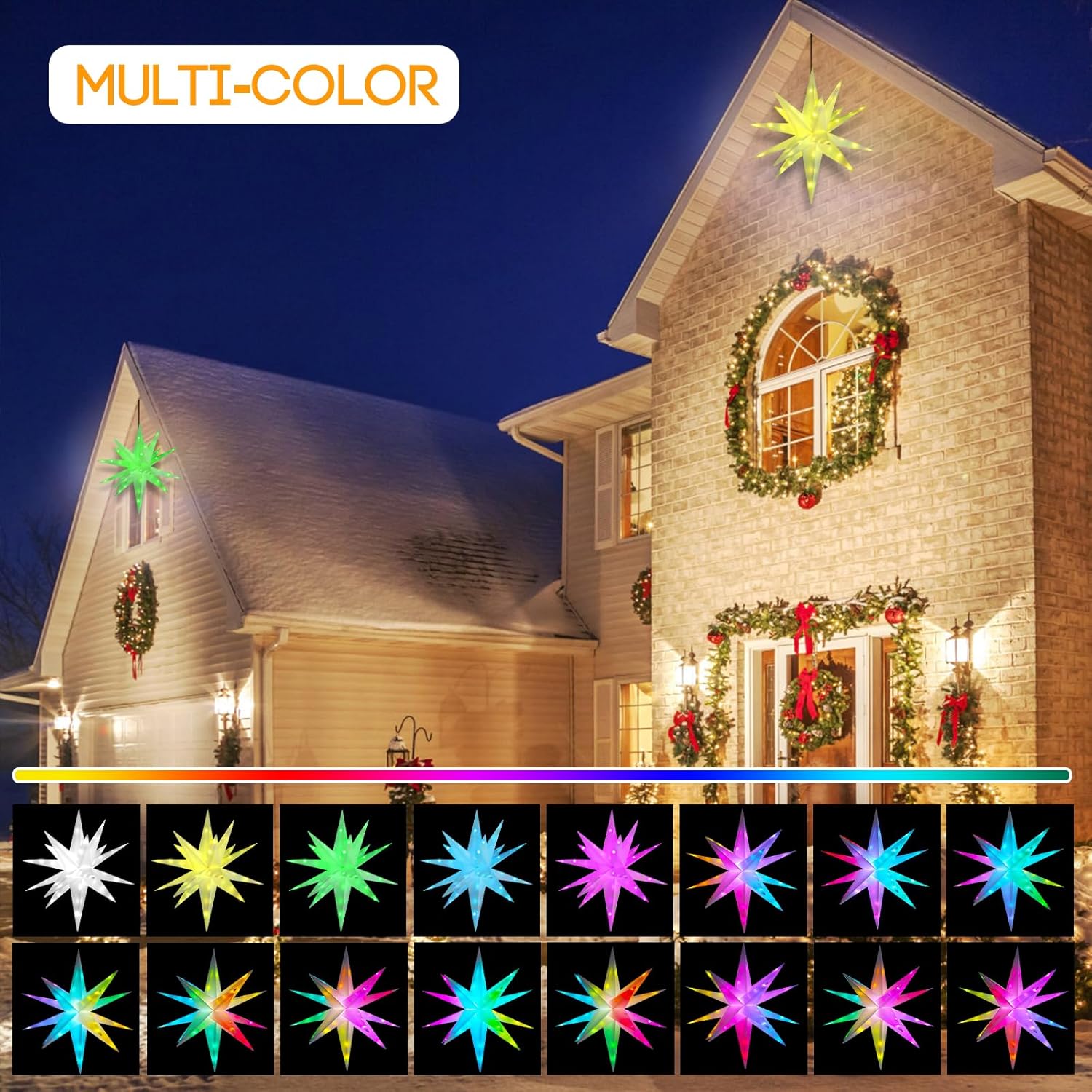 Christmas Star Tree Topper Moravian Star Light, LED Bluetooth App & RGB Remote Control Lights, Music Sync Color Changing, Indoor and Outdoor Hanging Xmas Bethlehem(10 inch)