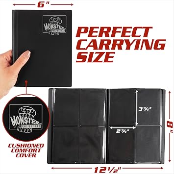 MONSTER PROTECTORS Binder - 4 Cepli Ticaret Kartı Albümü - Holofoil Yeşili (Hırsızlığa Karşı Cepler 160+ Kart Tutar)