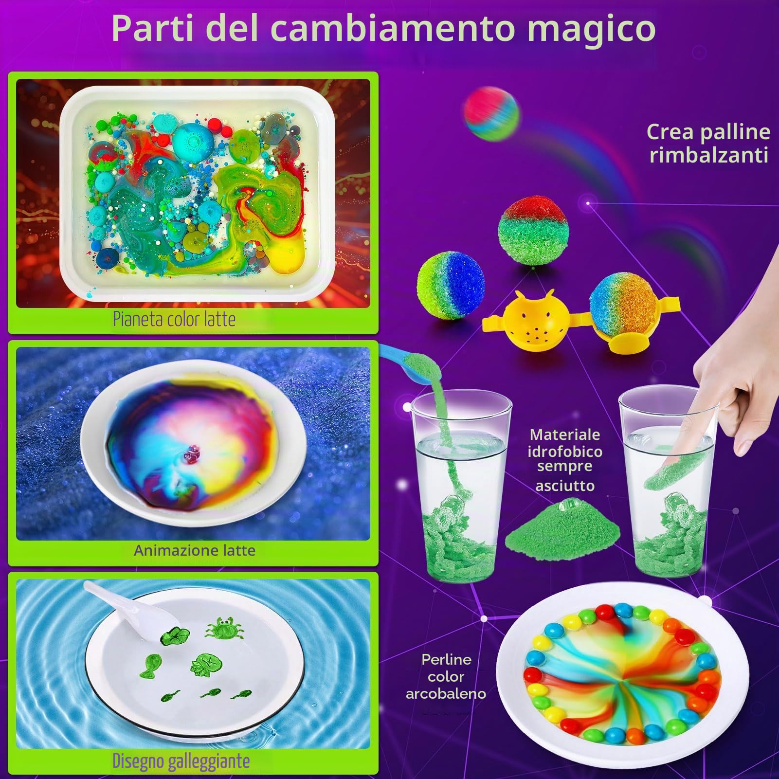 UNGLINGA 272 kit di esperimenti per bambini, set di chimica, scatola di esperimenti giocattolo regali per ragazzi, kit chimico vulcano, cristallo, magia, progetto di laboratorio di scienza fisica