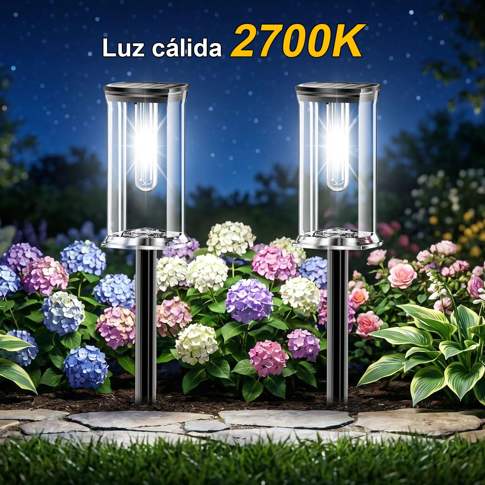 SOLARBABY 12 Pezzi Luci Solari da Giardino Esterno LED Bianco Freddo, Giardino Solari da IP65 Accensione Automatica, Illuminazione Funzionale per Vialetto, Percorso, Giardino e Cortile