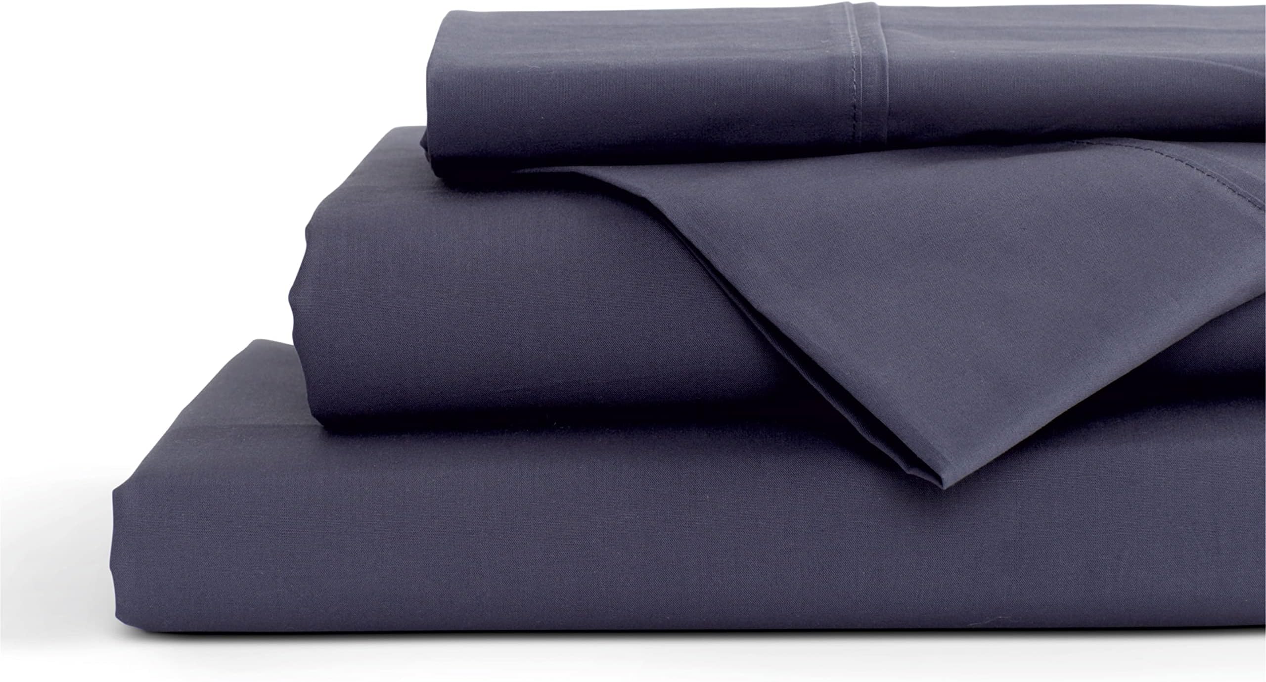 100% Cotton Percale Sheets Queen Size, Navy Blue, Deep Pocket, 4 Pieces Sheet Set - 1 Flat, 1 Deep Pocket Fitted Sheet and 2 Pillowcases, Crisp Cool and Strong Bed Linen