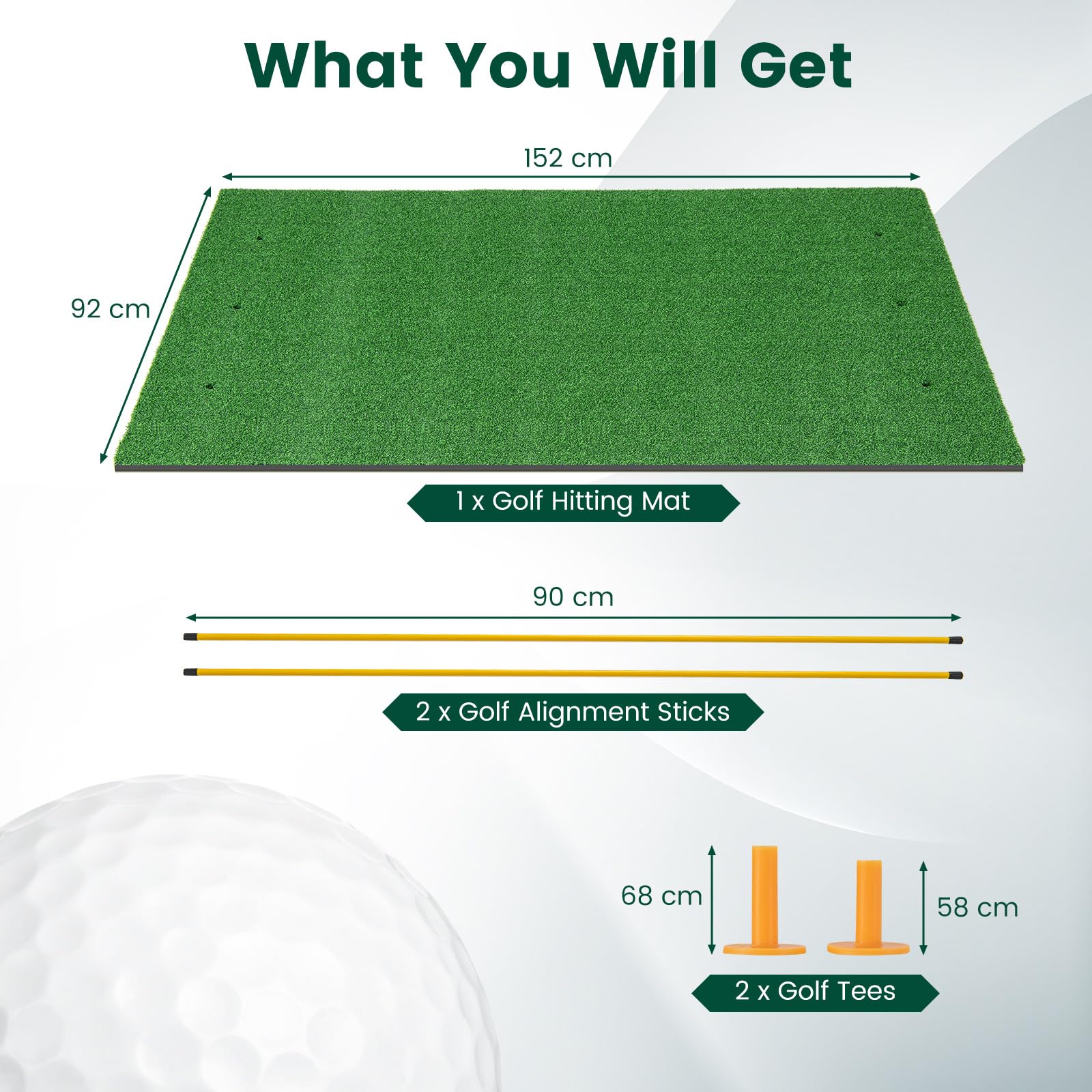 GOPLUS Tapis de Frappe de Golf 152x92cm, Tapis de Gazon Synthétique de pour l'Entraînement en Intérieur et en Extérieur, Aides à l'Entraînement Au Jeu de Golf,