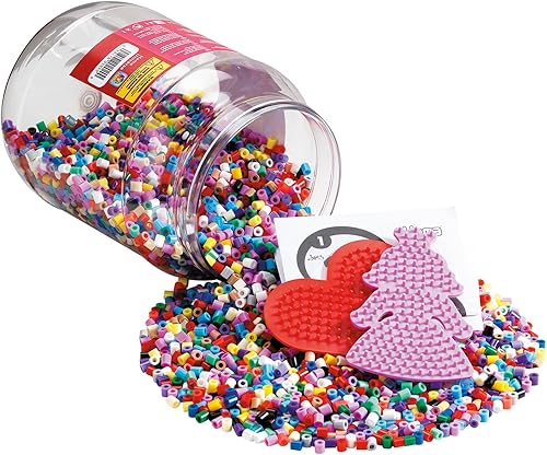 Miniatura 2 de Hama Cuentas fusibles y tableros de clavijas en bañera, color rojo, 7,000 cuentas para diversión creativa, juguetes de artes y manualidades, para