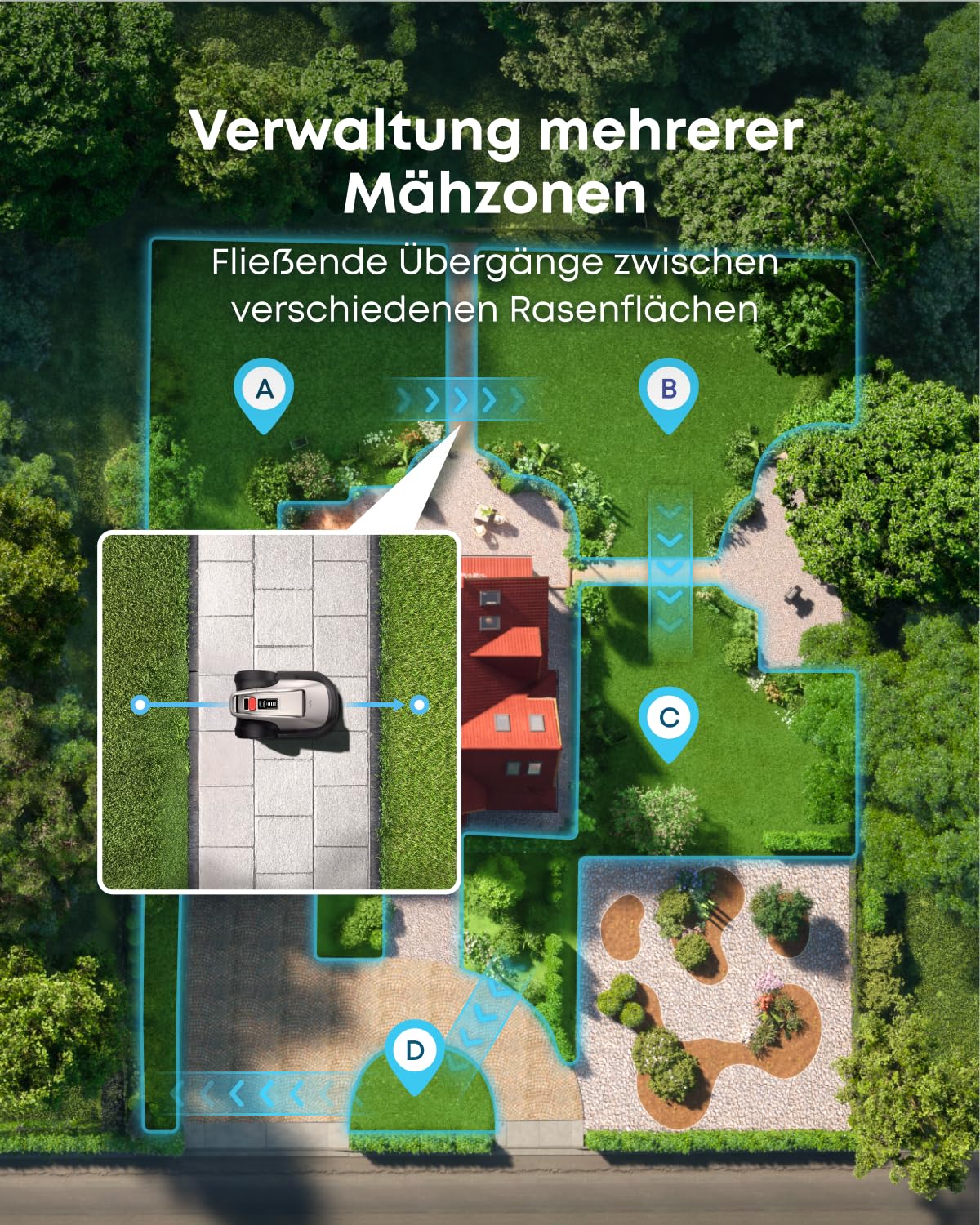 eufy E15 Mähroboter, Keine Signalausfälle, Kein RTK, TrueVision Technologie, Smart-Navigation, Garten bis 800m², Präzisionsrandschnitt, Hindernisvermeidung, App-Steuerung (Generalüberholt)