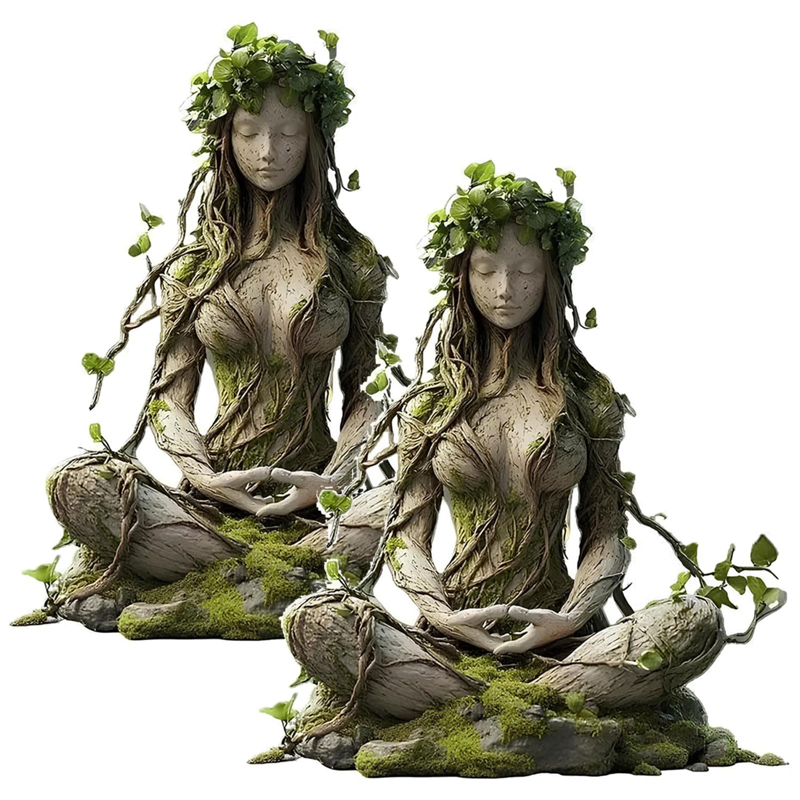 CQSVUJ Bohemian Goddess Statue, Green Goddess Statue Nature Gaia Goddess Statues Acrylic Plaque Desktop Decoration for Home Office (#2PCS)