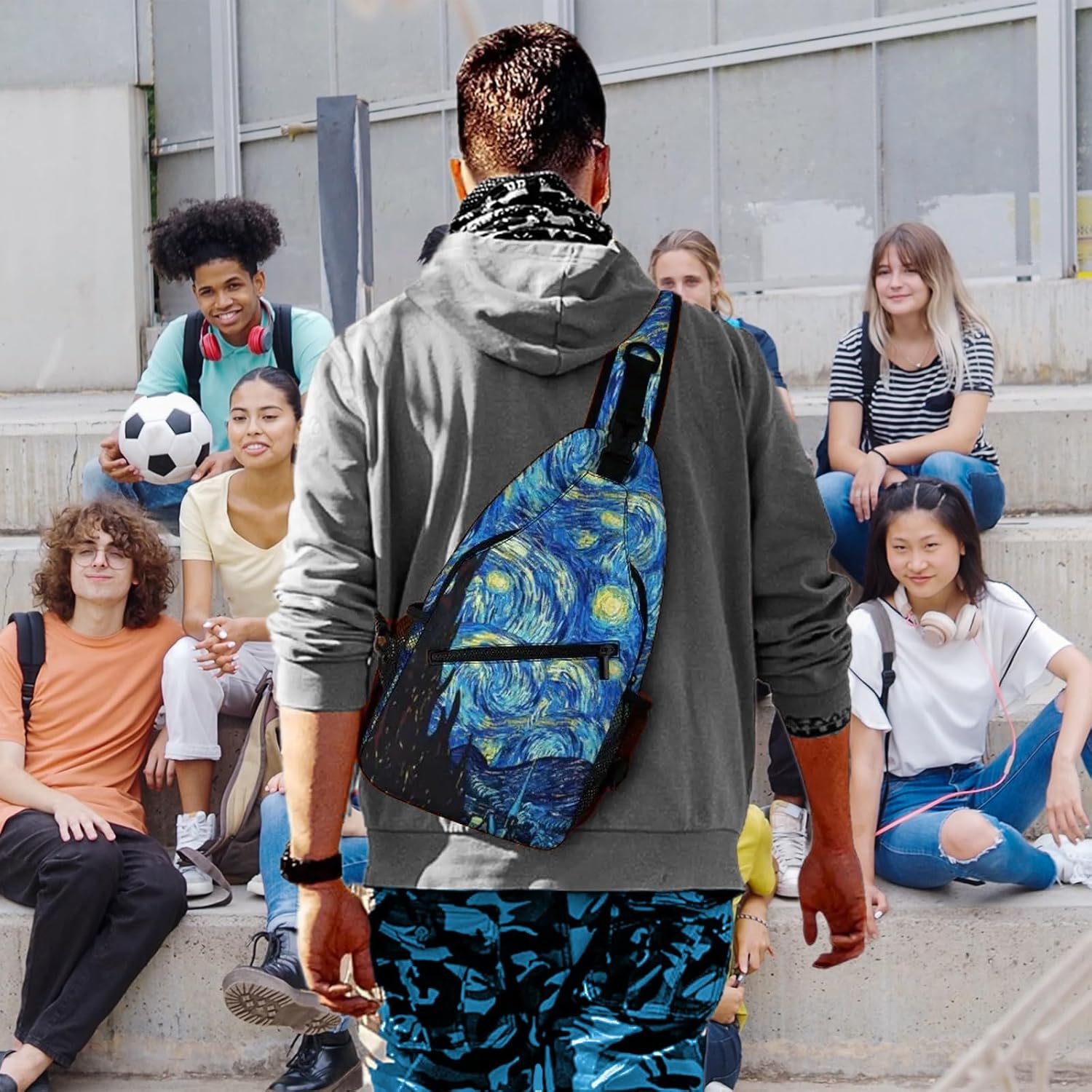 Van Gogh Shoulder Sling Bag Polyester (Starry Night)