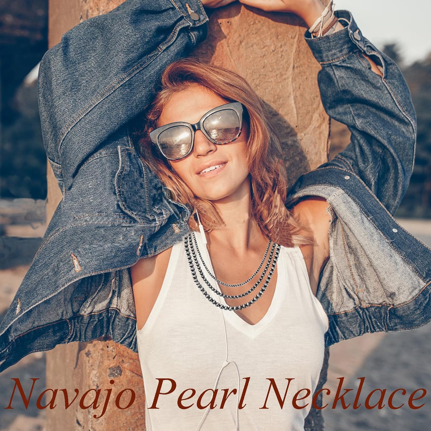 5Pcs Western Jewelry Navajo Pearl Necklace for Women Western Country Beaded Necklace Boho Vintage Choker Jewelry Gifts - Image 2