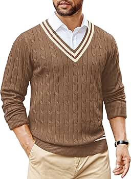 COOFANDY Kersttrui Heren V Hals Trui Gebreide Kerst Pullover Met Patroon Warme Wintertrui Heren Xmas Sweater Christmas Jumper Kerstrendier - Donkergrijs S