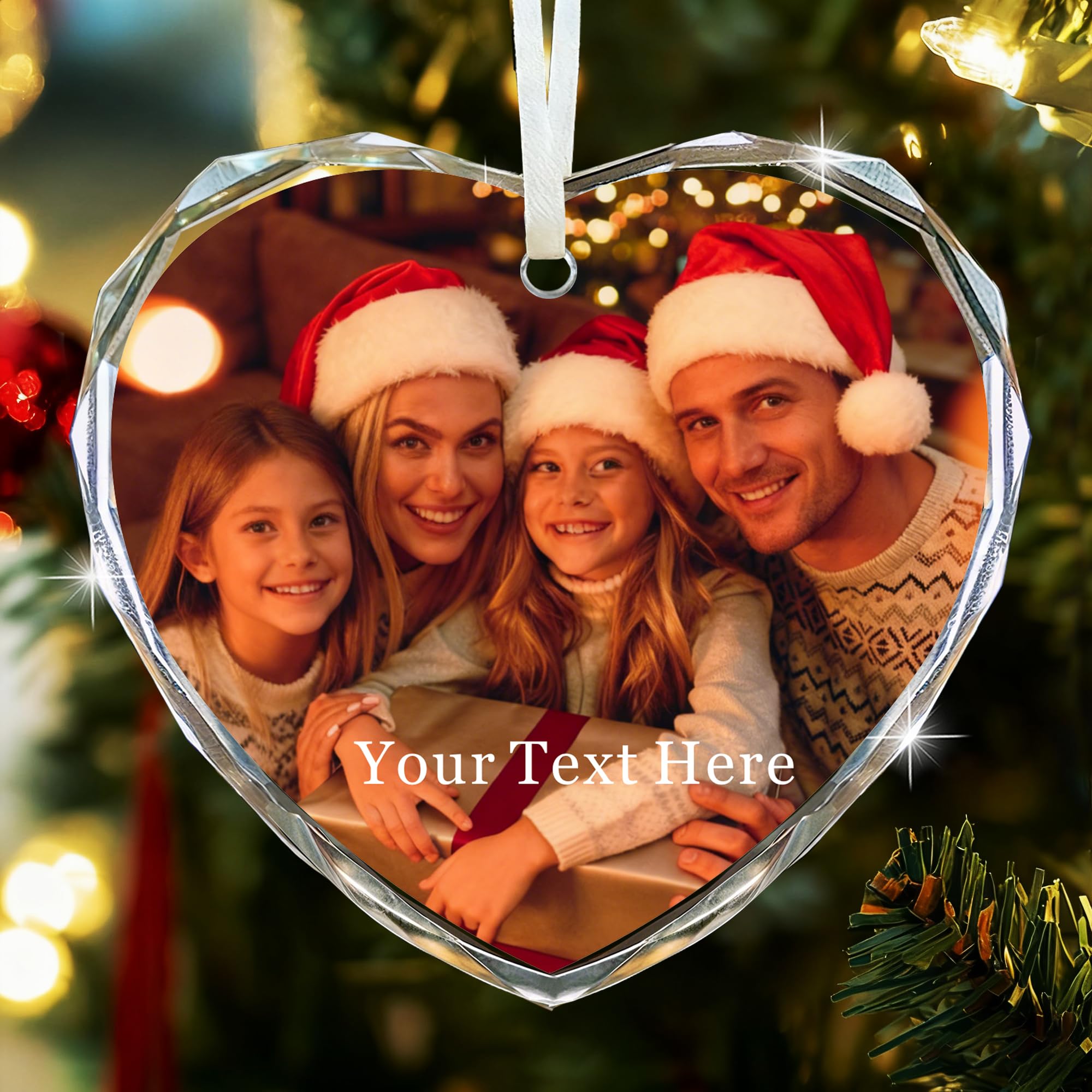 Personalised Christmas Tree Decorations with Photo Christmas Baubles 2025 Xmas Bauble Ornament Photo Gifts for Trees Acrylic Xmas Gifts for Family Kids Mom Dad Friends Pets (Heart-1)