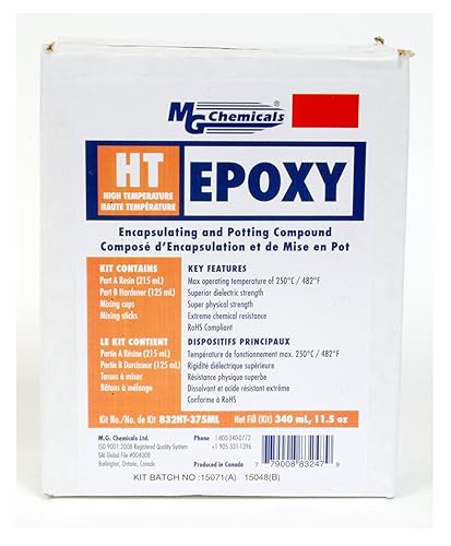 Miniatura 3 de MG Chemicals - 832HT-375ML 832HT Compuesto de encapsulación y macetas de epoxi negro de alta temperatura, kit de 2 piezas de 11.5 onzas líquidas
