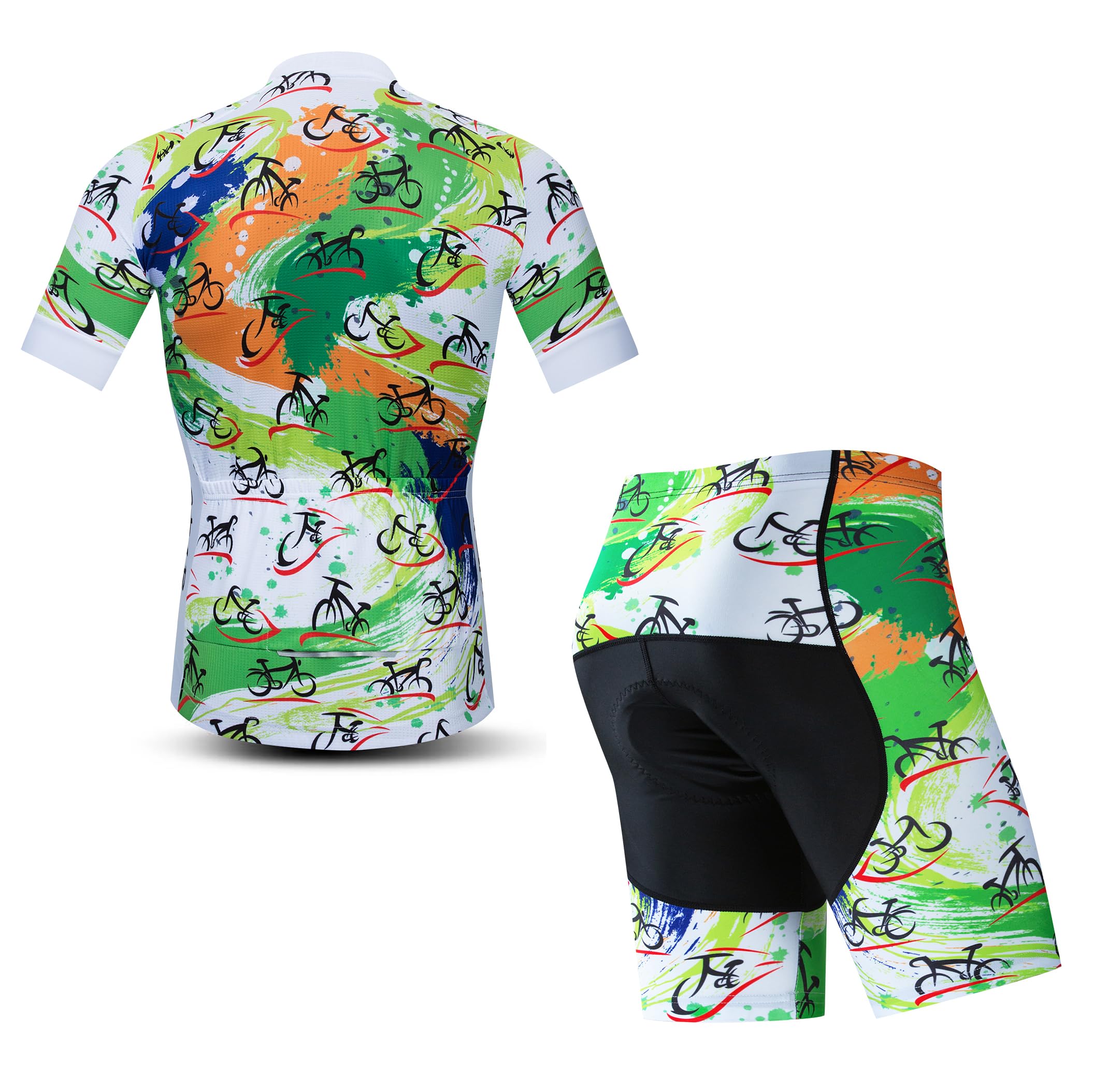 JPOJPO Cycling Jersey Men Set Bike Shirt Kit Short Sleeve Clothing Tops+5D Padded Shorts Summer Breathable Quick-Dry S-3XL
