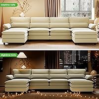 Vista 5 de HNEBC Sofás para Sala de Estar - Sofá seccional modular con chaise móvil, juego de sofá de 4 asientos con otomana, sofá en forma de L con cojines