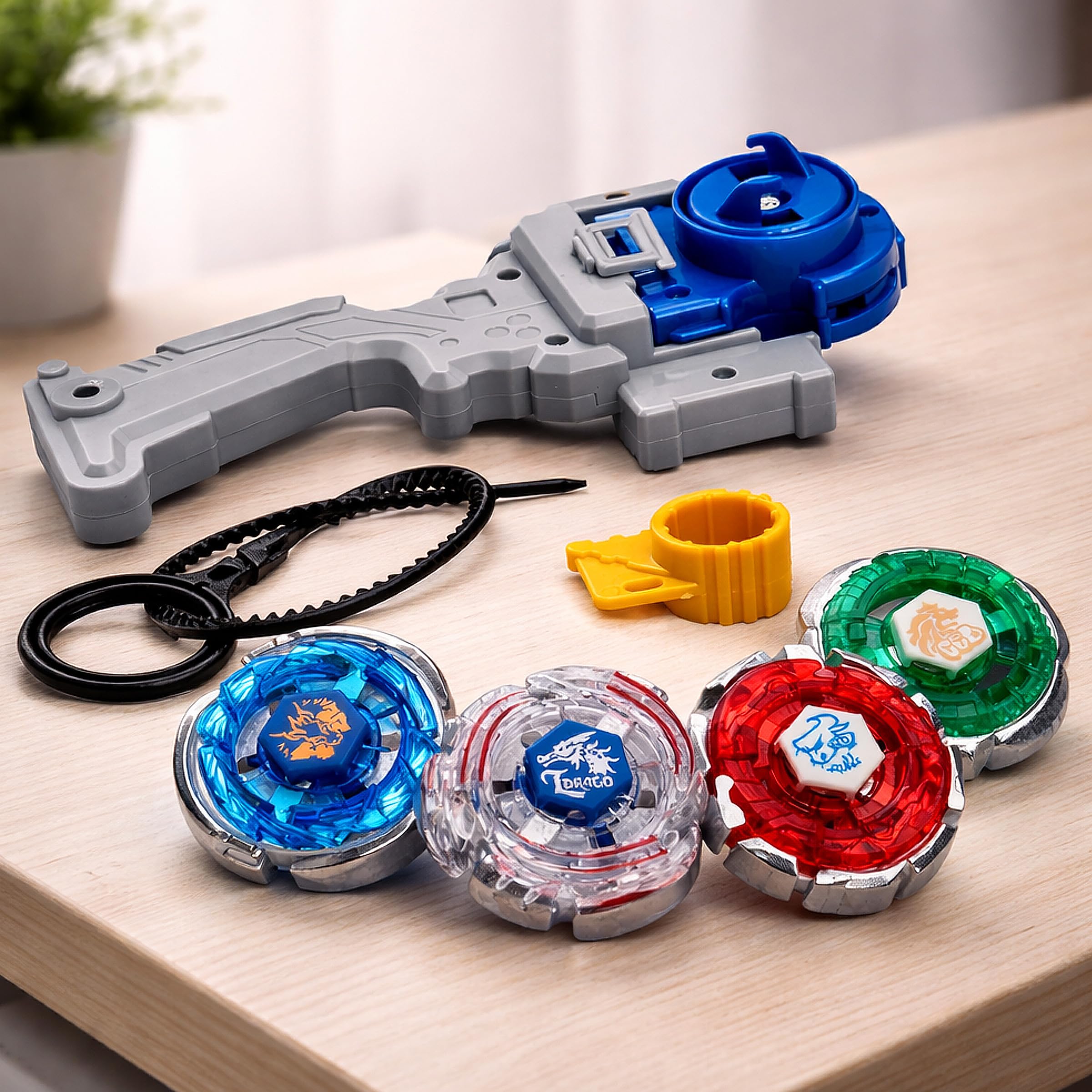 Toyshine Metal Fusion Spinning Top Battle Set with Launcher Grip| Ripcord & 4 Battle Tops | High Speed Fighting Top Toy Set for Kids | Durable Burst Action Tops for Competitive Play-image-46