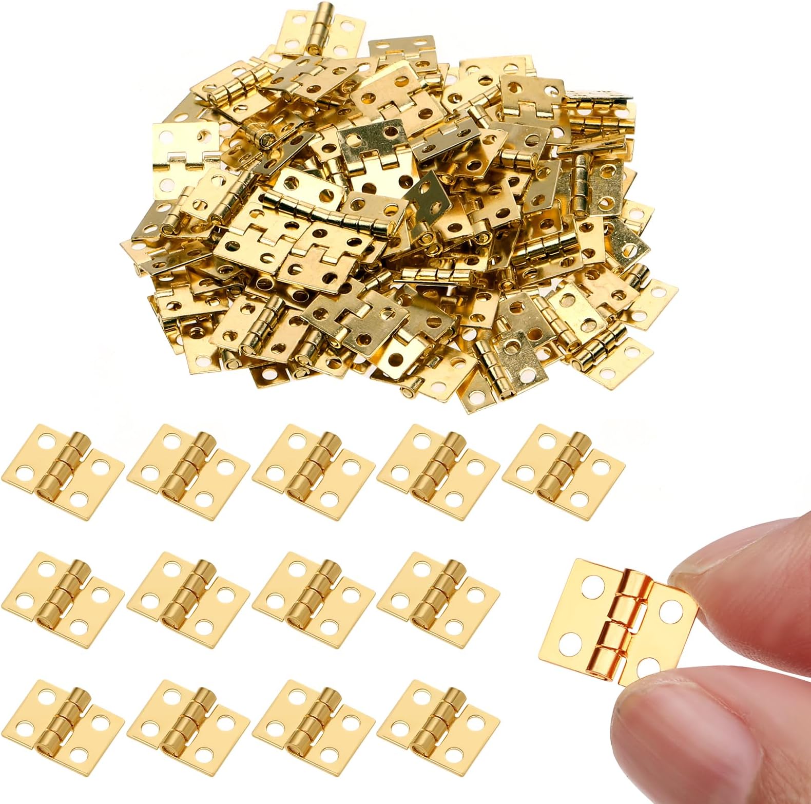 100PCS Mini Hinges for Crafts Tiny Hinges Cabinet Drawer Butt Hinges ...