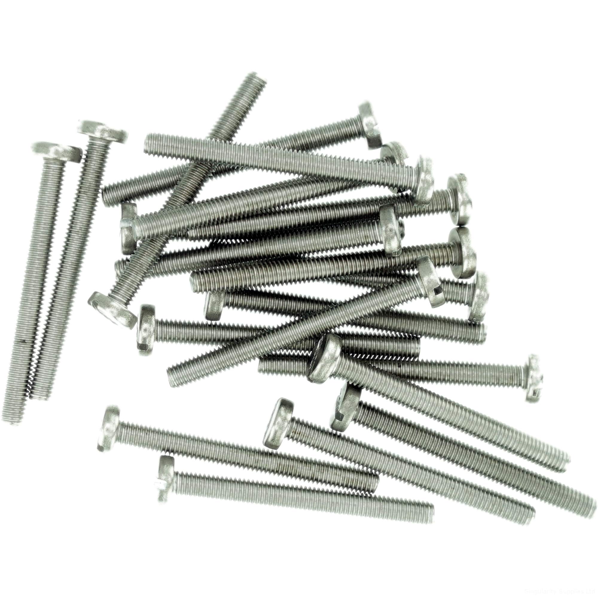 Singularity Supplies M6 (6Mm X 35Mm) Slot Pan Machine Screw (Bolt) - Stainless Steel (A2) (Pack Of 20)