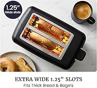 Vista 5 de Elite Gourmet ECT1027B - Tostadora Cool Touch con 6 ajustes de temperatura y ranuras extra anchas de 1.25 pulgadas para bagels, gofres, panes