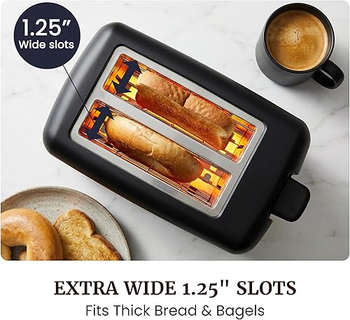 Miniatura 5 de Elite Gourmet ECT1027B - Tostadora Cool Touch con 6 ajustes de temperatura y ranuras extra anchas de 1.25 pulgadas para bagels, gofres, panes