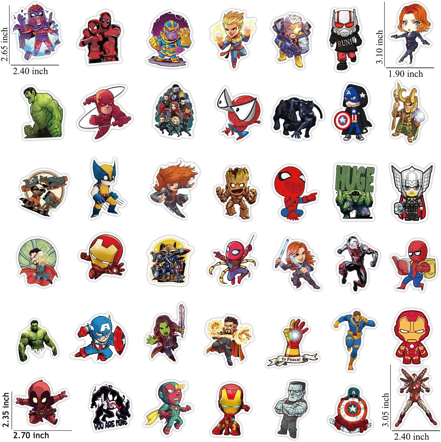 Superhero Stickers for Water Bottles Waterproof,100pcs Laptop Stickers for Boys Kids Teens Adults,Vinyl Bumper Stickers for Skateboard Luggage Guitar Motor Bike Car Decal Cool Party Favors : Toys & Games
