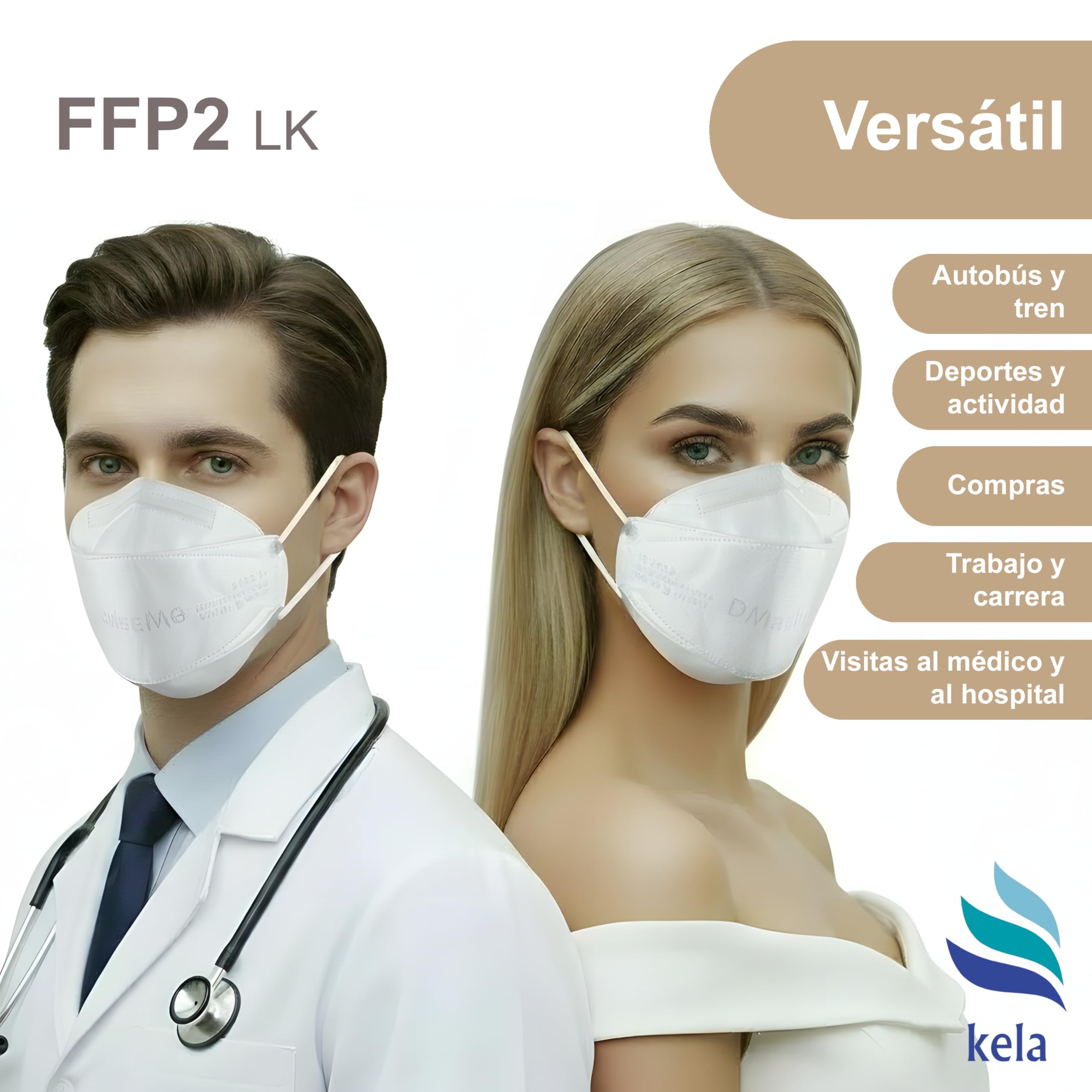 Mascarillas FFP2 Blanco | protector bucal | protección respiratoria | respirador | Amigable con la piel - Transpirabl | EN 149:2001+A:2009, CE 2233 GEPTEST
