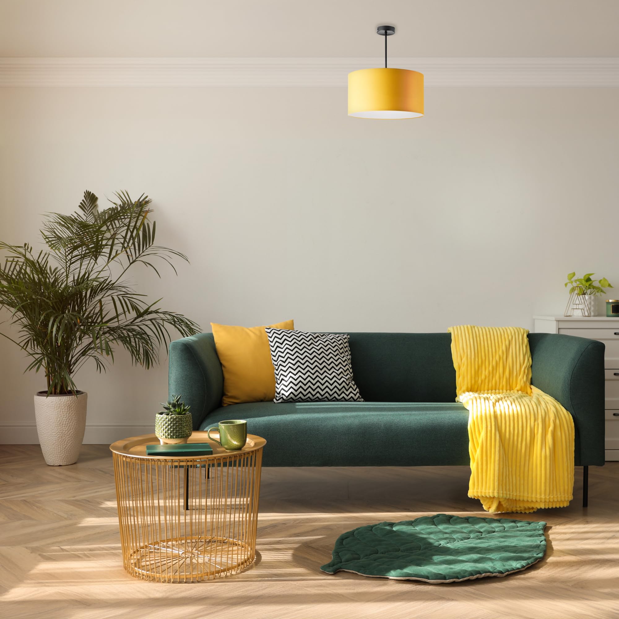 Lampara Colgante Corta con Rosca E27 de 60 W máx. Lámpara de Techo Ideal para Decoración de Interiores Estilo Moderno y Elegante (Bombilla no incluida) (Blanco)