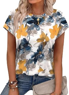 Alaroo Women's Summer Tops: Cute Trendy Short Sleeve Crew Neck Tunic Blouses, Loose Fit Casual Shirts S-3XL