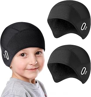 Hat for Kids Ages 5-14 Years,Windproof Warm Cycling Running Cap Thermal Fleece Lined with Ear Protection Fits Glasses,Winter Hat Helmet Liner Boys Girls for Skiing Outdoor