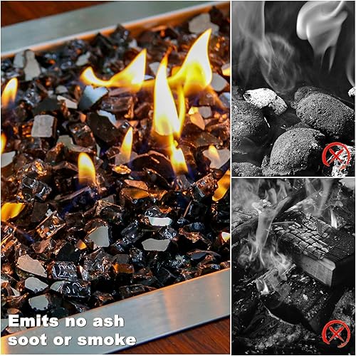 Miniatura 2 de Hisencn 12 pulgada 10-libras mezclado hoguera de vidrio para interior y exterior chimeneas de gas de vidrio de fuego, cuencos de fuego, jardín