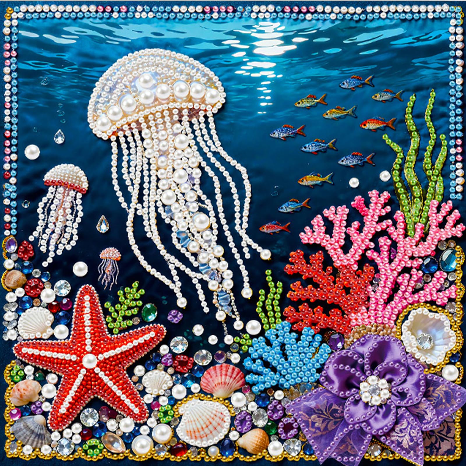 5D Pearl Painting Kits for Adults, DIY Pearl Gem Art Diamond Painting Kits for Beginners, Creativity DIY Pearls Dot Paintings, Home Decor Diamond Dots Paintings Picture Arts Craft 25x25cm-ZZH207