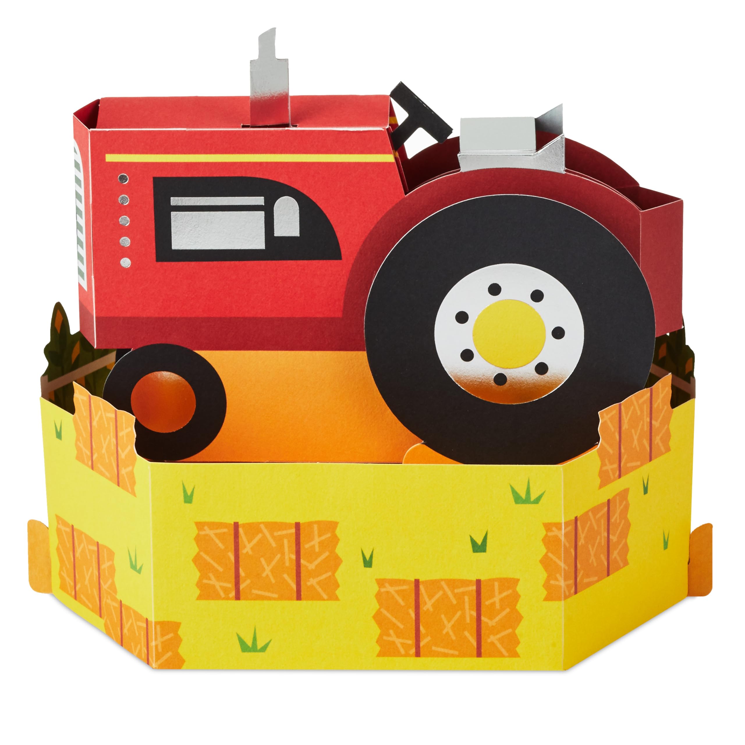 Hallmark Greeting Card, 3D Card, Pop Up Design, Red Tractor, Farmer, Farming, Kids Birthday, Fathers Day, Birthday Card, Red, Yellow, Green
