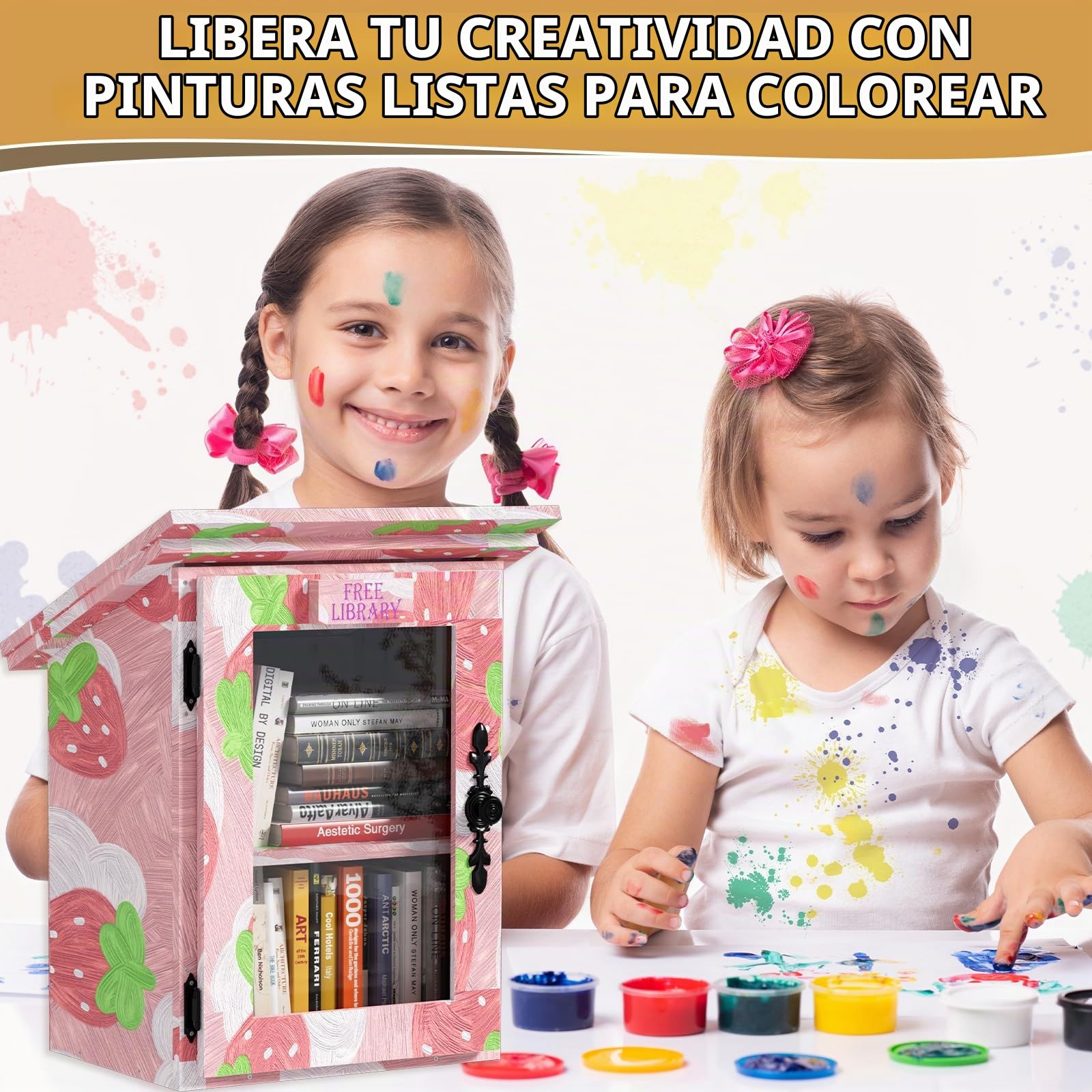 MSFE Librería Infantil con Forma de Casa,Pequeña Caja de Biblioteca Exterior de Doble Capa,Pequeña Caja de Biblioteca Gratuita Impermeable,Kit de Bricolaje para Estante Colgante para Compartir Libros