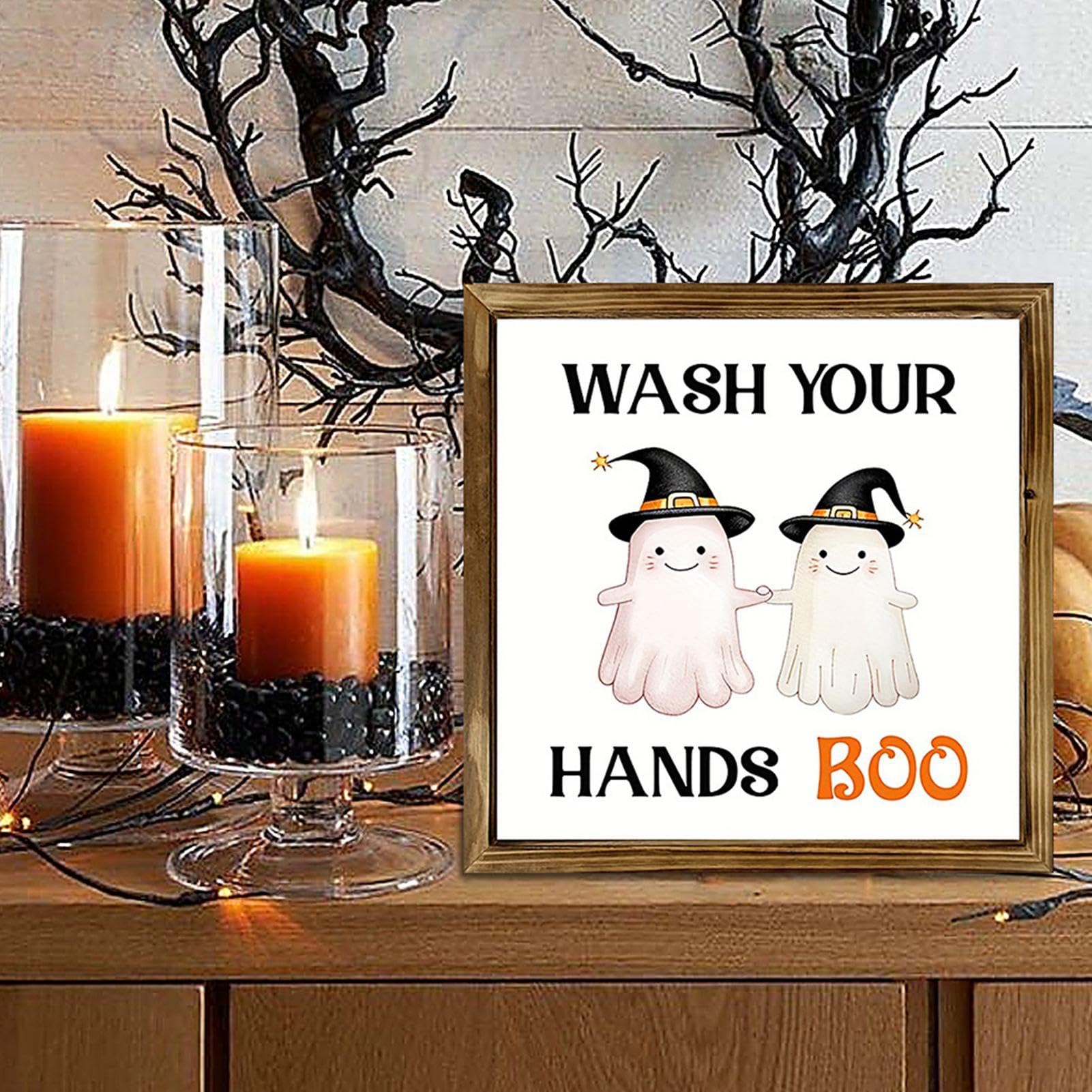 Cornice per foto in legno di Halloween, quadri di Halloween con fantasma incorniciato,Decorazione da parete Cornice per foto fantasma di Halloween | Cornice di Halloween Decorazione vintage della fatt