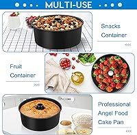 Vista 6 de TeamFar Molde redondo de 10 pulgadas para tarta de comida de ángel, molde para pastel antiadherente con núcleo de acero inoxidable para pastel