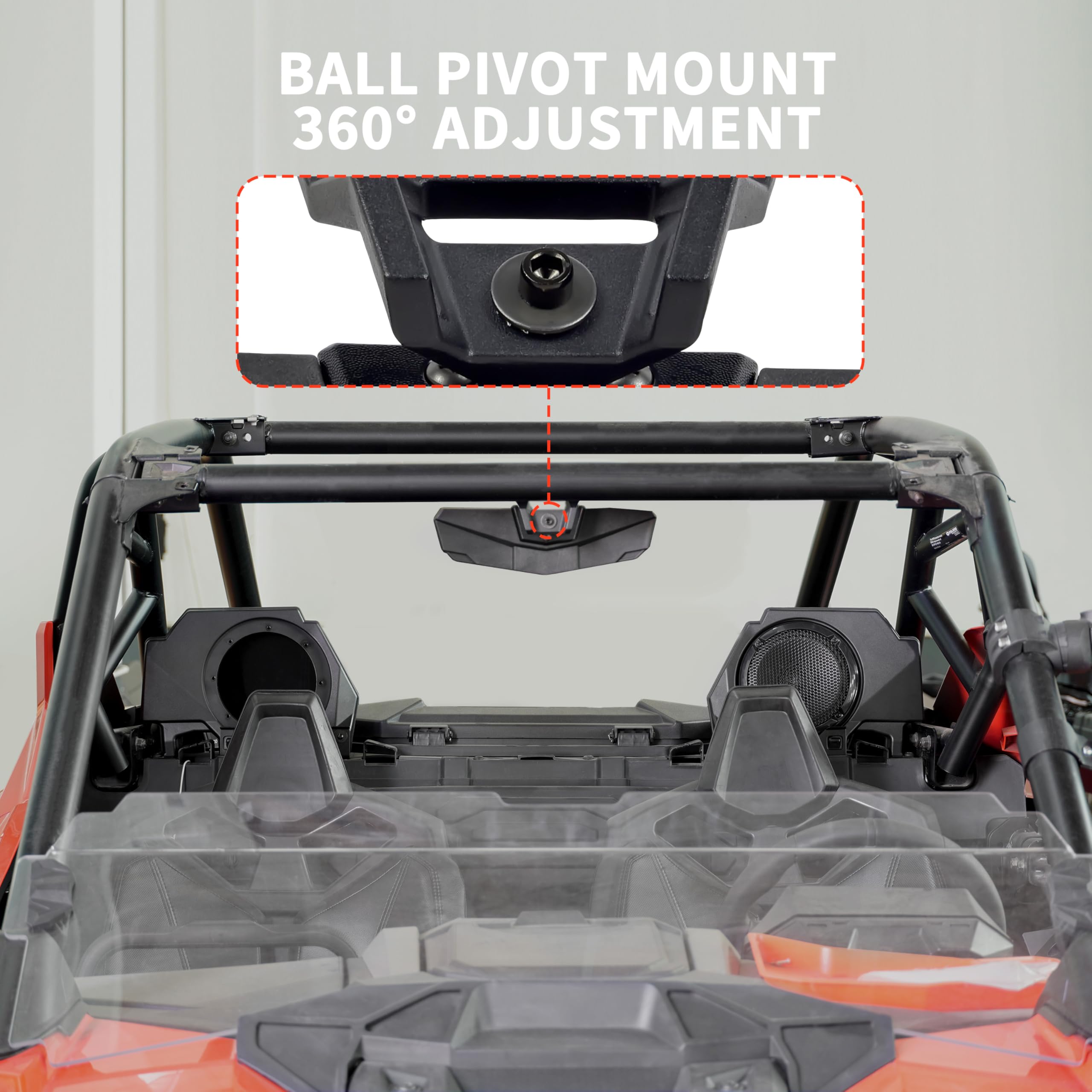 KATIMOTO Convex Center Rearview Mirror for Polaris RZR PRO XP/PRO R 20-25, High-Definition Race UTV Rear View Mirror Kit for Polaris RZR PRO R/R 4 TURBO R/R 4 Trail/Trail S 2020-2025(OEM # 2883763)