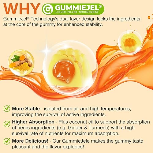 Miniatura 7 de Gomitas masticables de jengibre para náuseas, alivio del estómago, cúrcuma y ajo inodoro, quercetina, ultra absorción para apoyo digestivo,