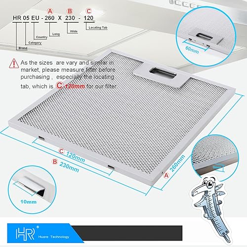 Miniatura 4 de Filtro de repuesto para campana extractora de 9 x 10.25 pulgadas (9.055 x 10.236 in), filtro de ventilación de malla de aluminio de 4 capas, filtro