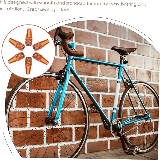 Tapas de válvula para bicicleta aluminio naranja miniatura 3