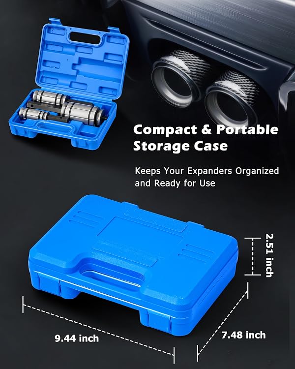 DAYUAN Upgraded 3 Pcs 1-1/8'' to 3-1/2'' Exhaust Pipe Expander Tool Set, Tail Pipe Spreader Kit Compatible with Most Vehicles and Trucks Bule Case by DAYUAN - Image 6