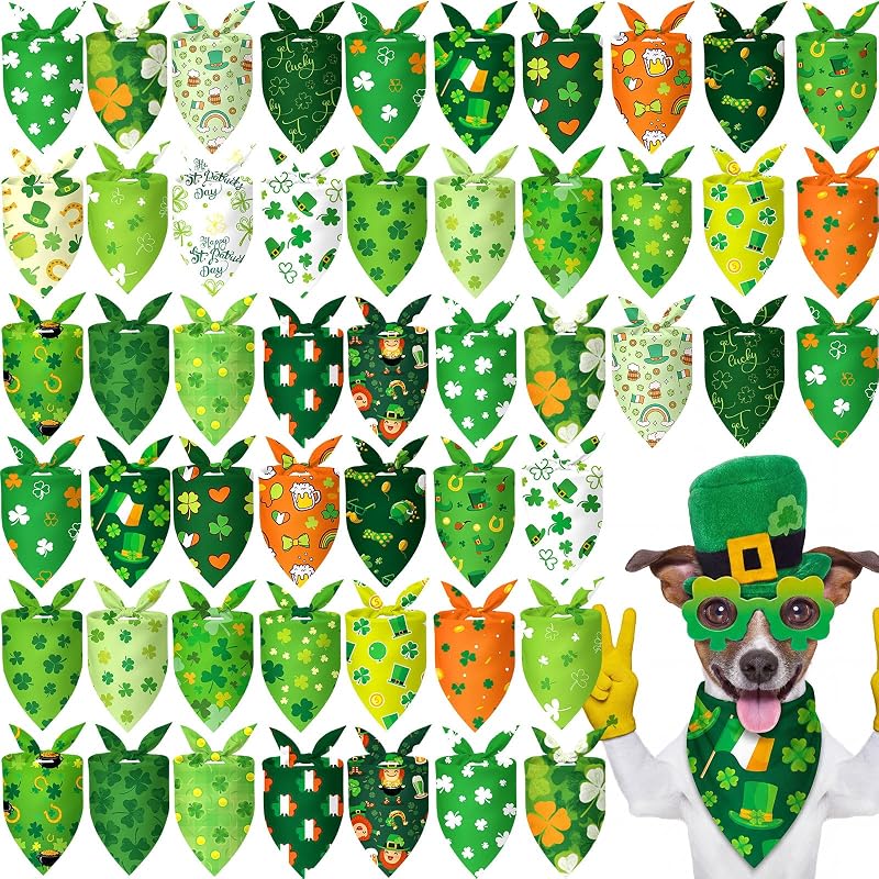 Bandana para Cães de Poliéster com Estampas de São Patrício Abbylike, Pacote com 50