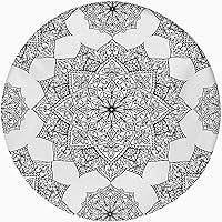 Vista 17 de Mantel redondo ajustable con borde elástico, patrón de mandala marrón en poliéster estampado oscuro, tamaño XL, se adapta a mesas redondas de hasta