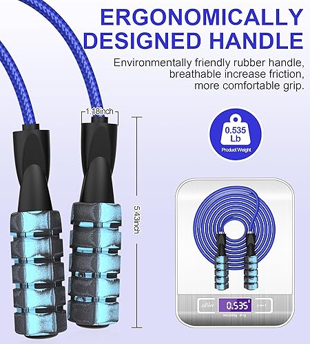 Miniatura 5 de Cuerda de saltar para mujeres y hombres, jumprope de fitness para mujeres, entrenamiento, cuerda de saltar ajustable para adultos