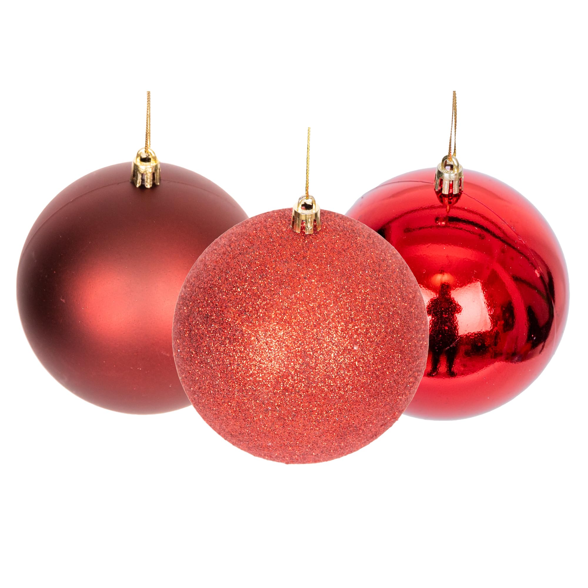 10cm/3Pcs Christmas Baubles Shatterproof Dark Red, Christmas Tree Decorations Ball Ornaments Balls Xmas Hanging Decorations Holiday Decor - Shiny,Matte,Glitter — image 1