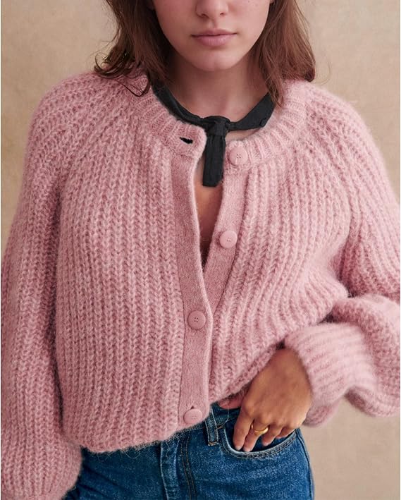 Hixiaohe Cardigan Sweater for Women Long Sleeve Button Y2K Chunky Knit Sweater Fall Casual Open Front Outwear Knitwear Coat