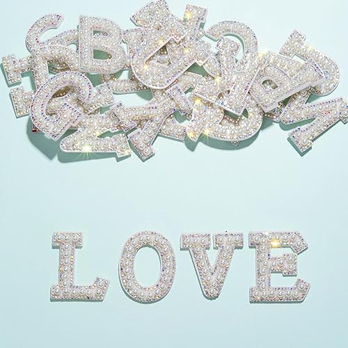 Miniatura 2 de 2 parches de letras autoadhesivas para suministros de bricolaje, letras de perlas para planchar para ropa, sombrerobolsa, parches para planchar de