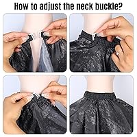 Vista 7 de Capa de peluquería profesional de 64 x 56 pulgadas para hombre, capa impermeable para cortar el cabello con cuello elástico y cierre ajustable, capa