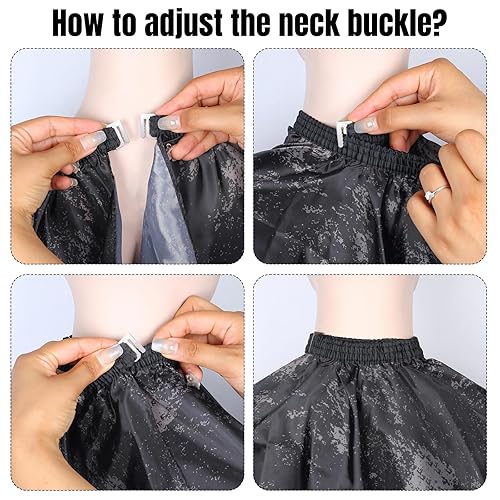 Miniatura 7 de Capa de peluquería de 64 x 56 pulgadas para hombre, capa profesional de corte de cabello, resistente al agua, con cuello elástico, capa de corte de