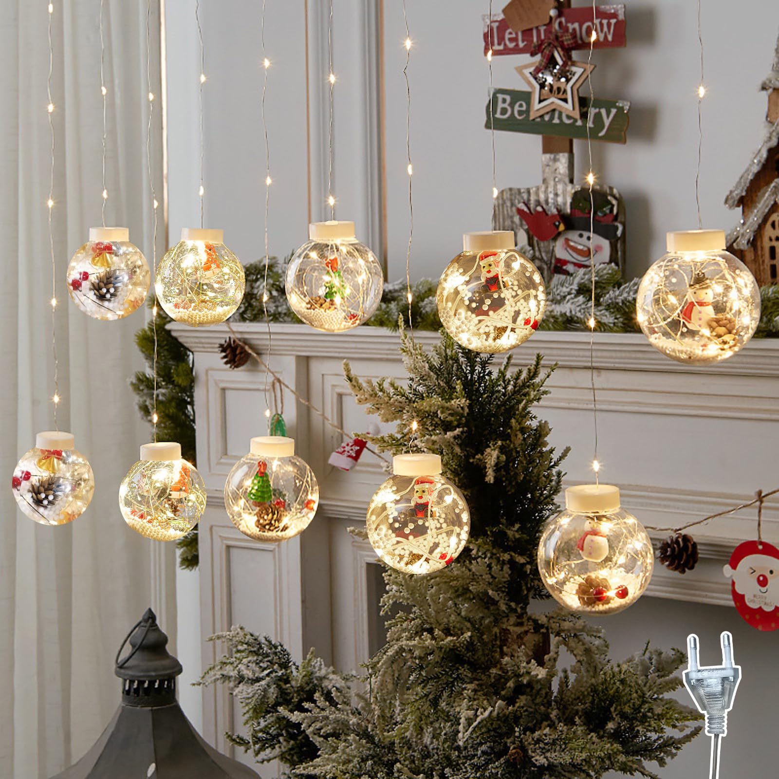 Bolas de Navidad Transparentes 8cm,Bolas de Nvidad Personalizadas,Bola de Árbol de Navidad de Bricolaje,con Hilo,para Bodas, Festivales,Decoración del Hogar,Patio,Jardín
