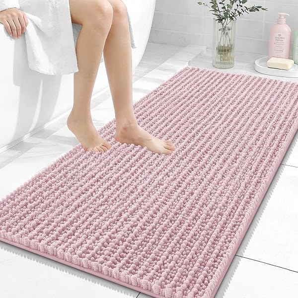 OLANLY Bathroom Runner Rugs 47x24, Thick Soft Absorbent Chenille Bath Rugs