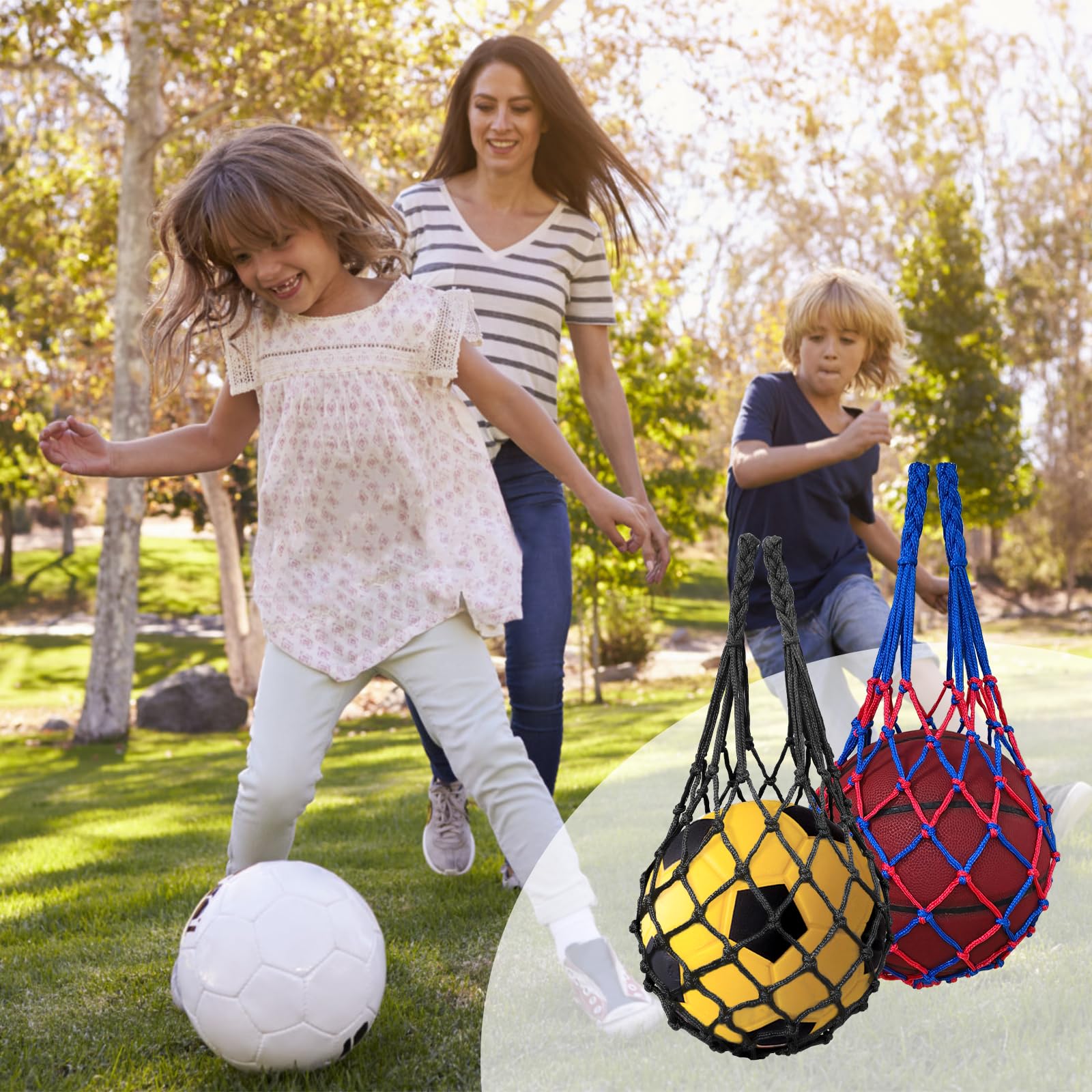 Bolsa para Balón, Red para Balones de Fútbol, con 2 Agujas Plateadas Inflables, para Baloncesto, Voleibol